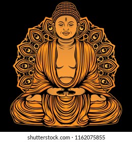 Vector Illustration Gold Buddha Amitabha, Vector EPS 10