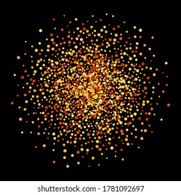 Ilustración vectorial del círculo rojo del c dorado brilla sobre un fondo negro. Elegante fondo de brillo dorado de moda para texturas o banner de fondo, volante, para diseño de lujo, regalo, regalo.