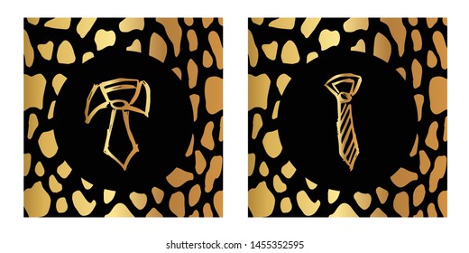 Vector Illustration of Gold Card, Poster and Wallpaper of Man Suit or Necktie Icon or Drawing. Graphic Design For Background, Template, Decoration and More.