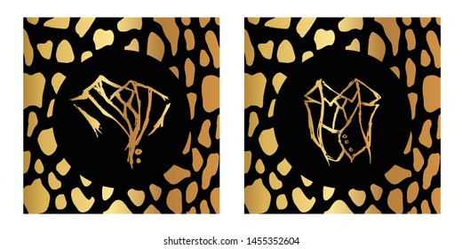 Vector Illustration of Gold Card, Poster and Wallpaper of Man Suit or Necktie Icon or Drawing. Graphic Design For Background, Template, Decoration and More.