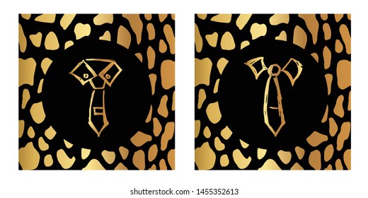 Vector Illustration of Gold Card, Poster and Wallpaper of Man Suit or Necktie Icon or Drawing. Graphic Design For Background, Template, Decoration and More.