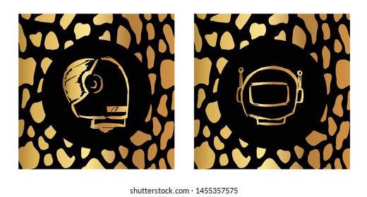 Vector Illustration of Gold Card, Poster and Wallpaper of Astronaut Icon or Drawing. Graphic Design For Background, Template, Decoration and More.
