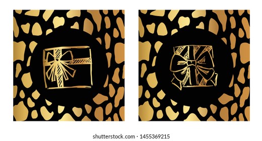 Vector Illustration of Gold Card, Poster and Wallpaper of Holiday or Birthday Gift Icon or Drawing. Graphic Design For Background, Template, Decoration and More.