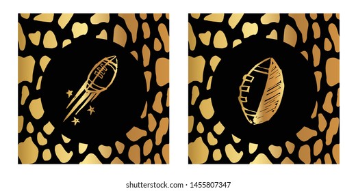 Vector Illustration of Gold Card, Poster and Wallpaper of Football Game Icon with Leopard Print. Graphic Design For Background, Template, Decoration and More.