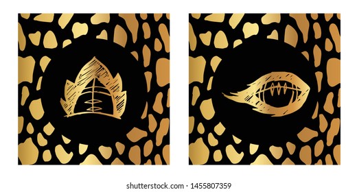 Vector Illustration of Gold Card, Poster and Wallpaper of Football Game Icon with Leopard Print. Graphic Design For Background, Template, Decoration and More.