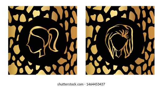 Vector Illustration of Gold Card, Poster and Wallpaper of Woman Icon or Drawing. Graphic Design For Background, Template, Decoration and More.
