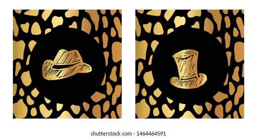 Vector Illustration of Gold Card, Poster and Wallpaper of Cap or Hat Icon or Drawing. Graphic Design For Background, Template, Decoration and More.