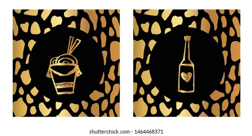 Vector Illustration of Gold Card, Poster and Wallpaper of Ramen Food Icon or Drawing. Graphic Design For Background, Template, Decoration and More.