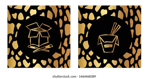 Vector Illustration of Gold Card, Poster and Wallpaper of Ramen Food Icon or Drawing. Graphic Design For Background, Template, Decoration and More.