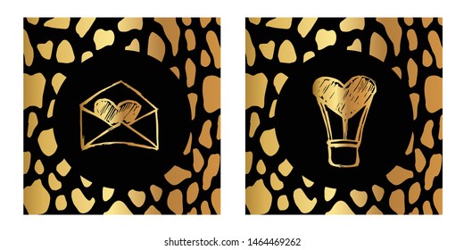 Vector Illustration of Gold Card, Poster and Wallpaper of Heart Icon or Drawing. Graphic Design For Background, Template, Decoration and More.
