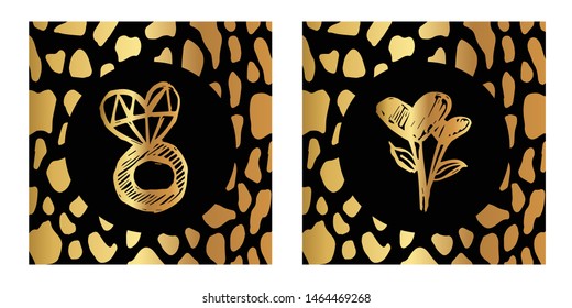 Vector Illustration of Gold Card, Poster and Wallpaper of Heart Icon or Drawing. Graphic Design For Background, Template, Decoration and More.