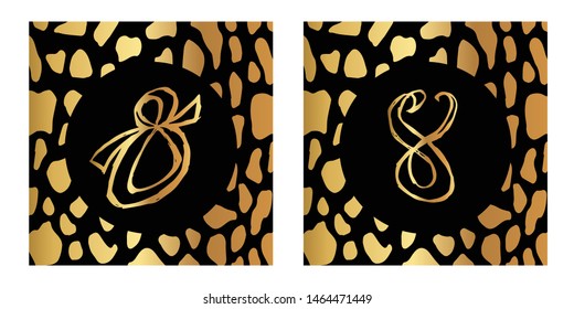 Vector Illustration of Gold Card, Poster and Wallpaper of Number 8 Icon or Drawing. Graphic Design For Background, Template, Decoration and More.