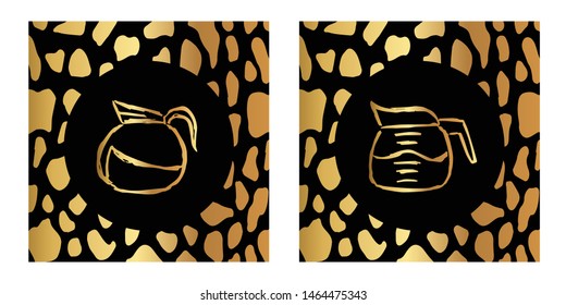 Vector Illustration of Gold Card, Poster and Wallpaper of Coffee Drinks Icon or Drawing. Graphic Design For Background, Template, Decoration and More.