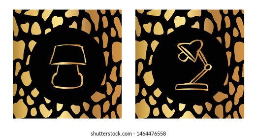 Vector Illustration of Gold Card, Poster and Wallpaper of Lamp Furniture Icon or Drawing. Graphic Design For Background, Template, Decoration and More.