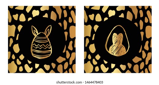 Vector Illustration of Gold Card, Poster and Wallpaper of Easter Egg Icon or Drawing. Graphic Design For Background, Template, Decoration and More.