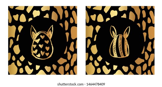 Vector Illustration of Gold Card, Poster and Wallpaper of Easter Egg Icon or Drawing. Graphic Design For Background, Template, Decoration and More.