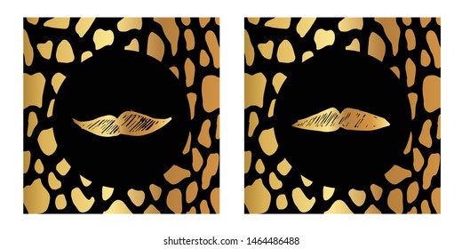 Vector Illustration of Gold Card, Poster and Wallpaper of Mustache Icon or Drawing. Graphic Design For Background, Template, Decoration and More.