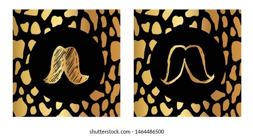 Vector Illustration of Gold Card, Poster and Wallpaper of Mustache Icon or Drawing. Graphic Design For Background, Template, Decoration and More.