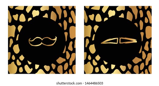 Vector Illustration of Gold Card, Poster and Wallpaper of Mustache Icon or Drawing. Graphic Design For Background, Template, Decoration and More.