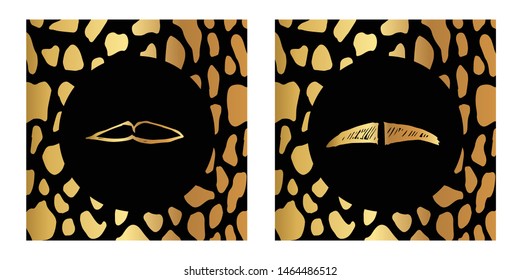 Vector Illustration of Gold Card, Poster and Wallpaper of Mustache Icon or Drawing. Graphic Design For Background, Template, Decoration and More.