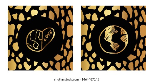 Vector Illustration of Gold Card, Poster and Wallpaper of Earth Icon or Drawing. Graphic Design For Background, Template, Decoration and More.