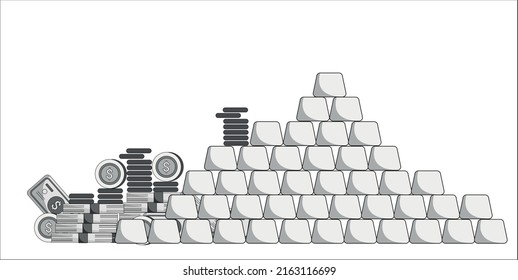 Vector illustration of Gold and cash reserve depicting wealth and security