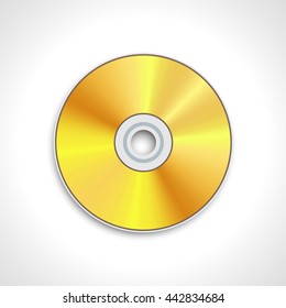 Vector Illustration Of Gold CD Disk Or DVD Disk