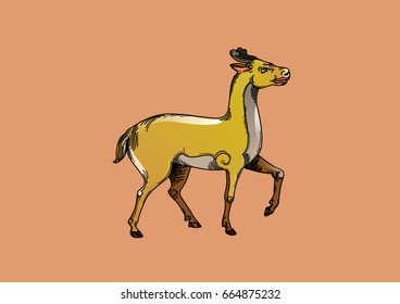 Vector illustration, gold character modification in ramayana story.