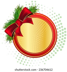 Vector illustration gold christams frame with bow