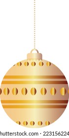 Vector illustration of Gold Christmas ball with decoration
