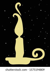 vector illustration of Gold Christmas Candle silhouette on black background