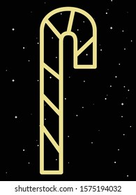 vector illustration of Gold Christmas Candy stick on black background