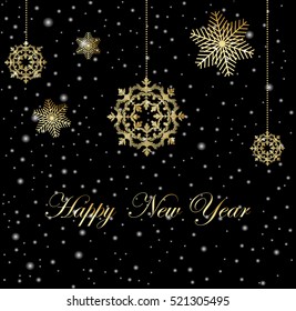 Vector illustration gold Christmas snowflakes. 