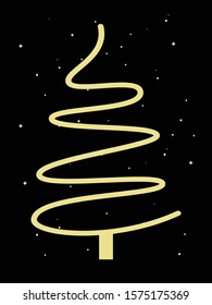 vector illustration of Gold Christmas tree