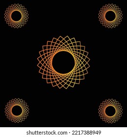 Vector illustration of gold circle abstract pattern on black background