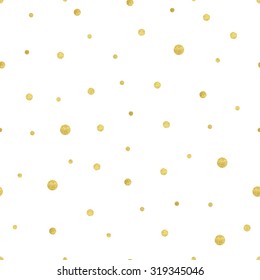 Vector Illustration Of Gold Circle Pattern. Luxurious Seamless Of Different Sized Polka Dots.