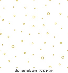 Vector illustration of gold circle pattern. Luxurious seamless of different sized polka dots.