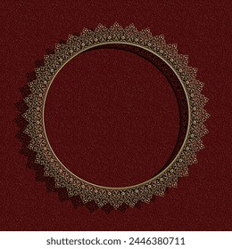 Vector illustration for a gold circular frame border ornament design pattern. Suitable for backgrounds, calligraphy ornaments, carvings, mosque decorations, invitations.