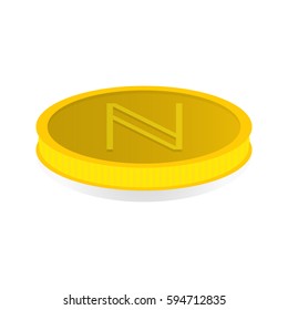 Vector illustration of a gold coin with a cryptomanate symbol Namecoin.