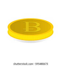 Vector illustration of a gold coin depicting an alternative symbol of the bitcoin crypto currency.
