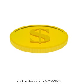 Vector illustration of a gold coin with a dollar sign