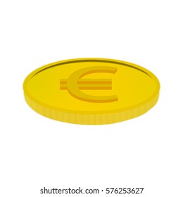 Vector illustration of a gold coin with the euro sign