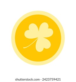 Vector illustration of gold coin with shamrock for St. Patrick’s Day