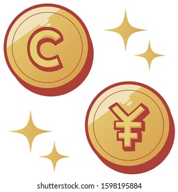 Vector illustration of gold coin silver coin that can be used for business and game materials