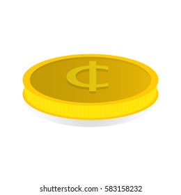 Vector illustration of a gold coin with the symbol of the cent.