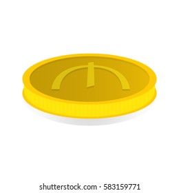 Vector illustration of a gold coin with symbol of azerbaijani manat, azn.