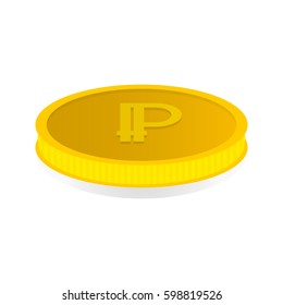 Vector illustration of a gold coin with the symbol cryptocurrency Peercoin.
