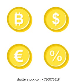 Vector illustration of gold coins of different currencies