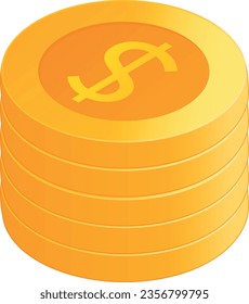 ilustración vectorial de las monedas de oro en isometría lisa