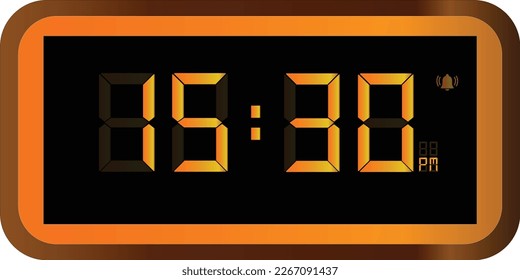 Vector illustration of gold color digital clock at 15.30 pm